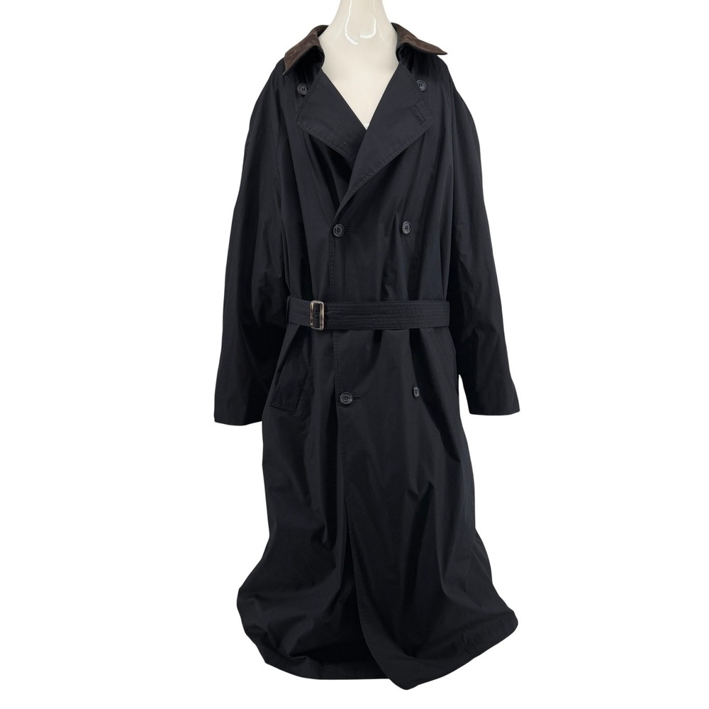London Fog Sterling Edition Men's Trench Coat 44 Long Black w/ Liner